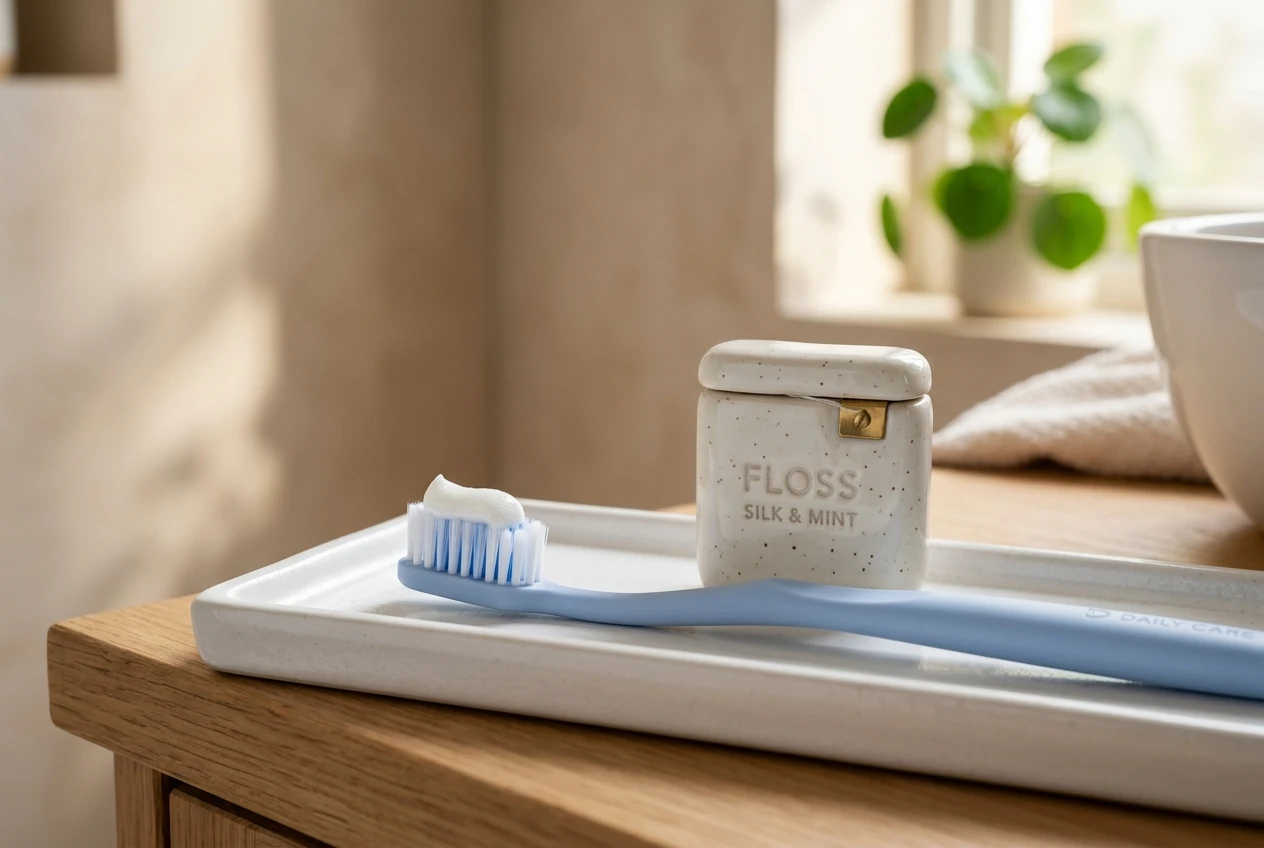 Illustration of daily oral-care tools