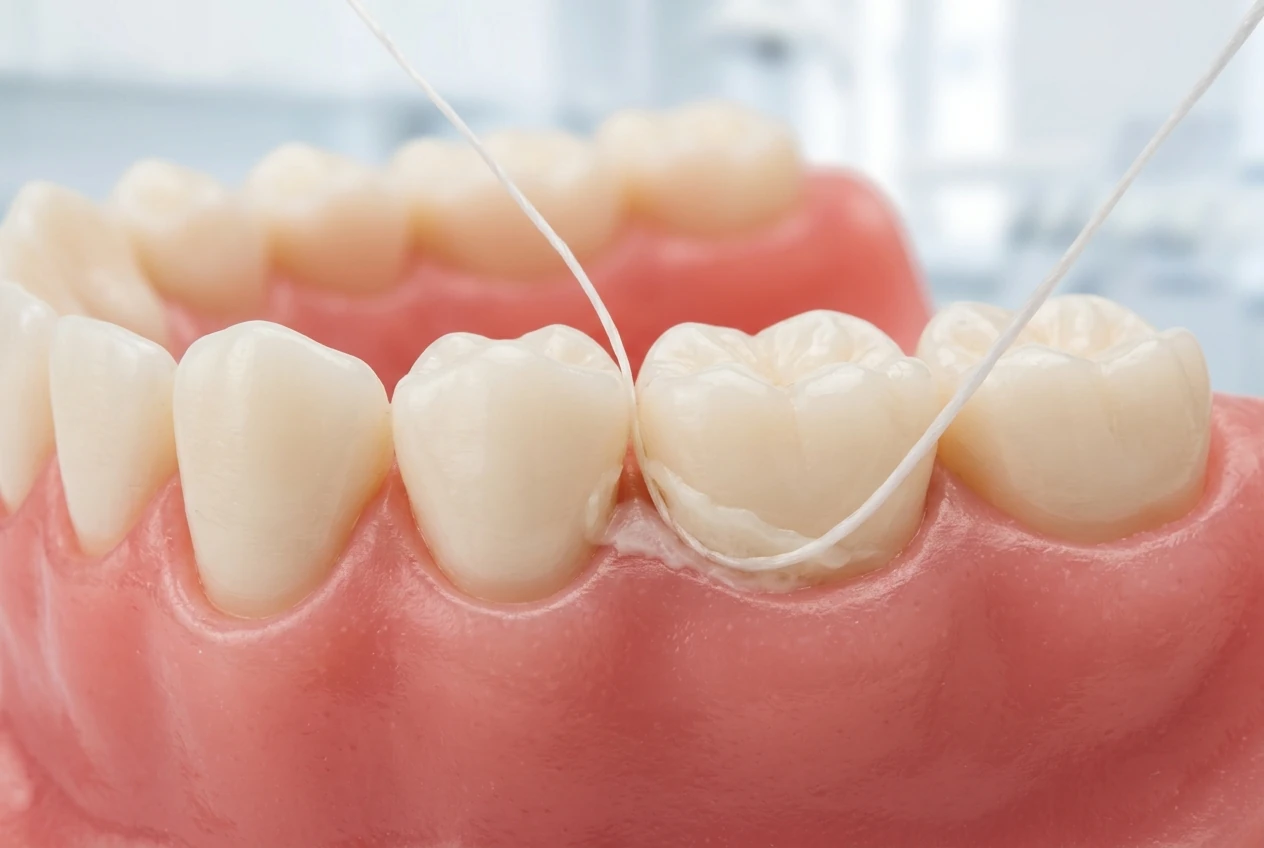 Diagram illustrating plaque buildup and tartar along teeth